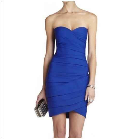 NWT BCBGMAXAZRIA Women's Blue Madge Cocktail Strapless Bodycon Dress Size 10 - Picture 1 of 8